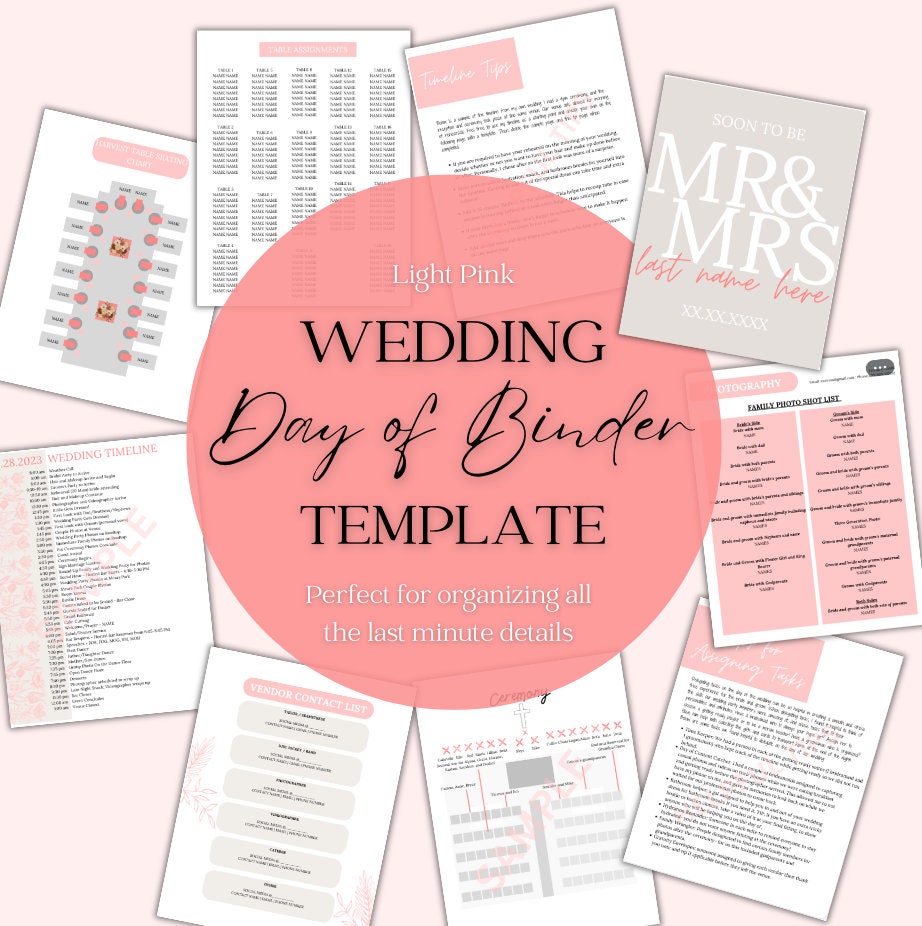 Wedding Day Of Binder Template | Pink Floral