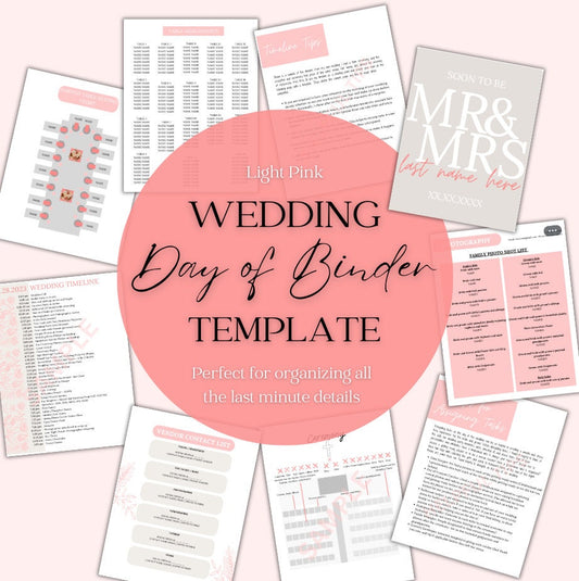 Wedding Day Of Binder Template | Pink Floral