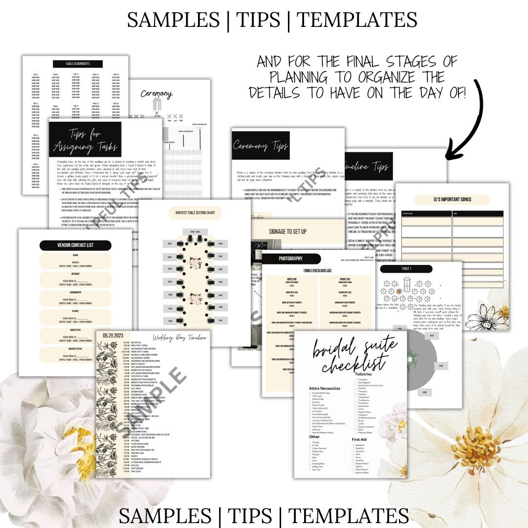 Ultimate Wedding Planning Binder Template- Champagne, Black, and White