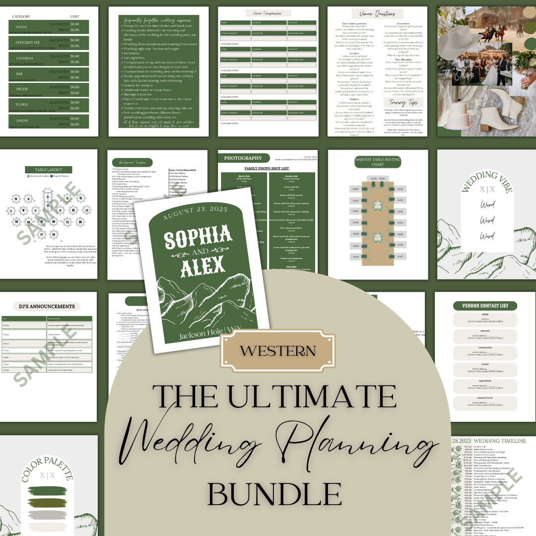 Ultimate Wedding Planning Binder Template- Western