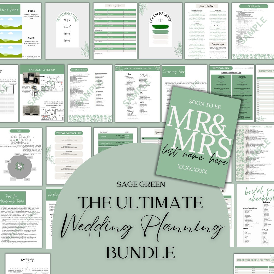 Ultimate Wedding Planning Binder Template- Sage Green Floral