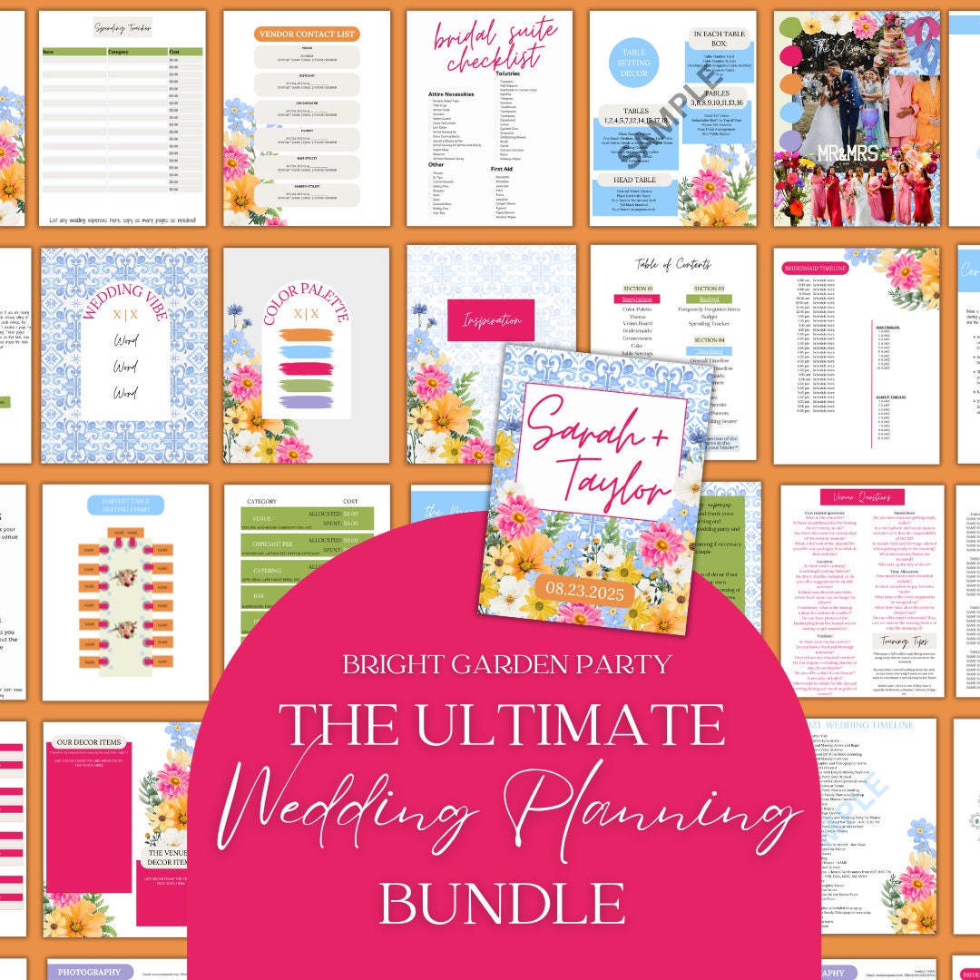 Ultimate Wedding Planning Binder Template- Bright Garden Party